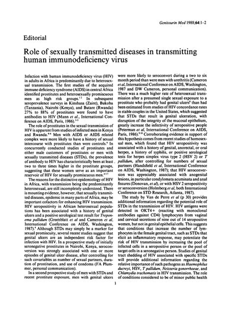 Role Of Sexually Transmitted Diseases In Transmitting Human