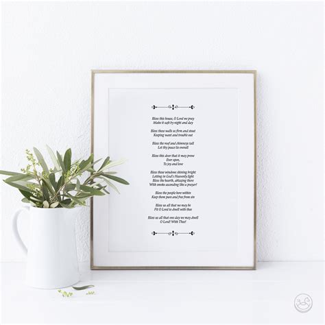 House Blessing Print Bless This House Sign Poem Wall Art Quote Wall