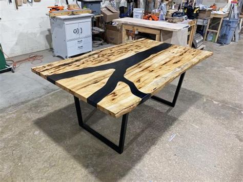 Live Edge Hickory Dining Table For Sale Custom Made By Cvcf