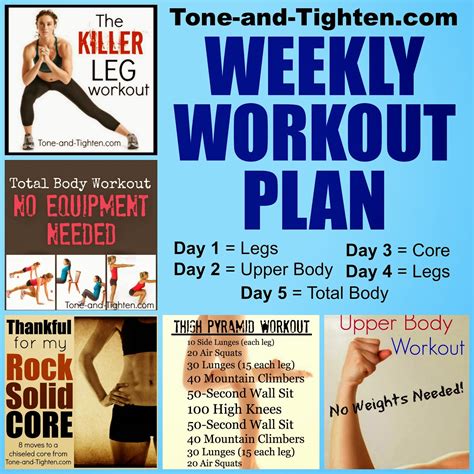 Weekly Workout Plan Body Shred From Toe To Head Tone