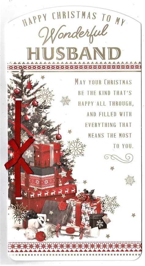husband christmas card happy christmas to my wonderful husband with senitment verse with