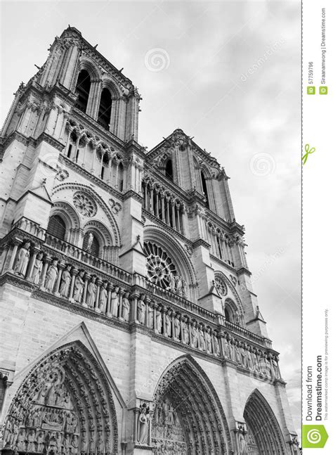 Notre Dame Cathedral In Paris Black And White Stock Photo Image Of