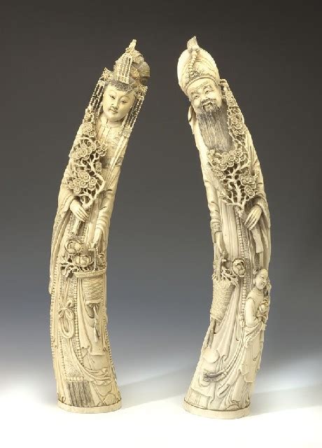 A Large Pair Of Ivory Figures Fine Furniture And Decorative Arts