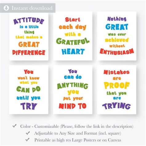 Motivational Inspirational Quote Posters For Kids Instant Download