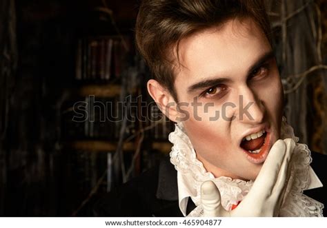 Handsome Vampire Man Wearing Elegant Tailcoat Stock Photo 465904877