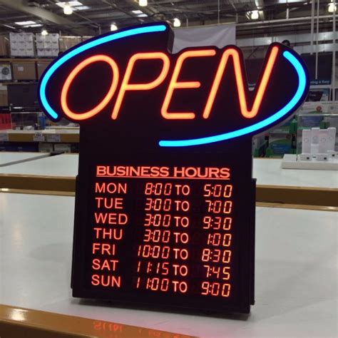 Led Neon Effect Open Sign With Business Hours