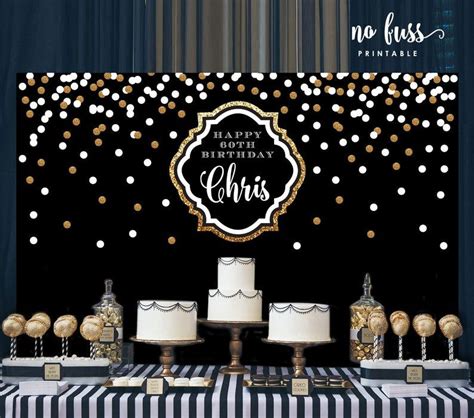 Black And Gold Backdrop Adults Party Banner Poster Etsy 70th Birthday Parties 50th Party