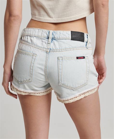 Womens Denim Hot Shorts In Pale Icy Blue Superdry Uk