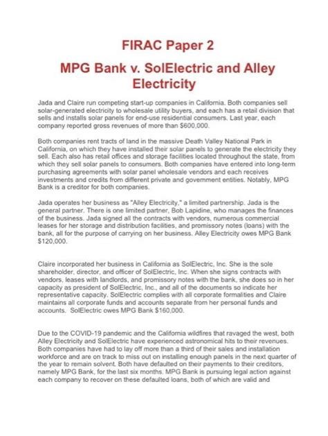 Firac Paper 2 Mpg Bank V Solelectric And Alley