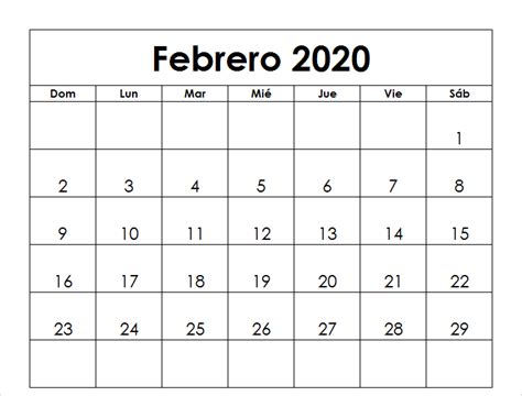 Negocios Calendario Febrero 2020 Calendario Calendario De Febrero