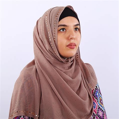 15 colors solid color muslim hijab turban classic woman hijab rhinestone chiffon popular shawls
