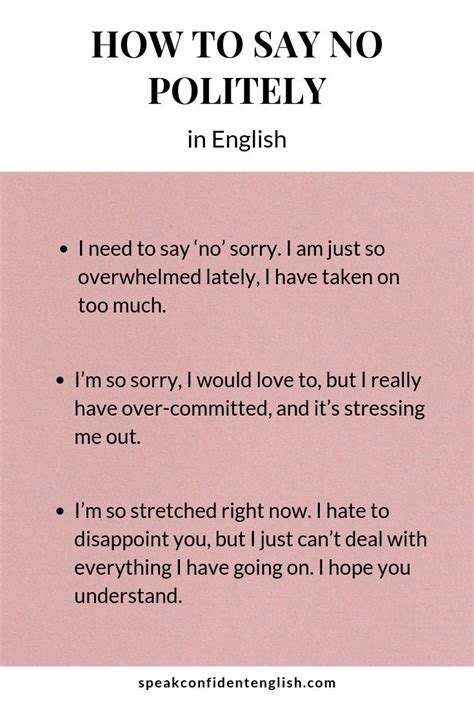 How To Say No In English Politely Without Feeling Guilty Artofit