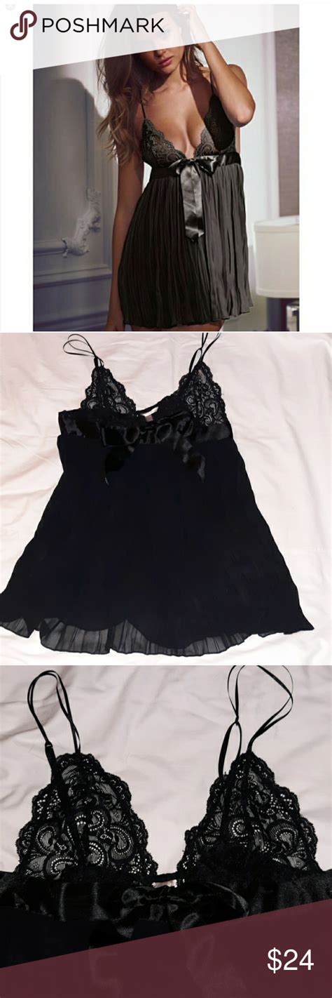 Victorias Secret Black Sheer And Lace Babydoll M Sheer Lace Lace