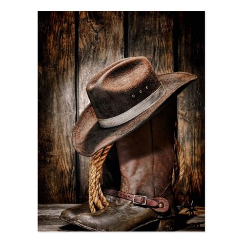 Riding Boots And Cowboy Hat Postcard Old Cowboy Boots Cowboy Horse