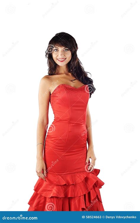 Young Beautiful Woman In Red Dress Stock Photo Image 58524663