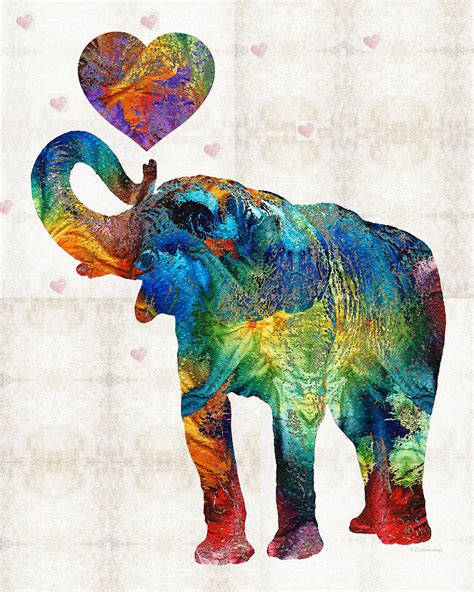 Colorful Elephant Art Elovephant By Sharon Cummings Painting By