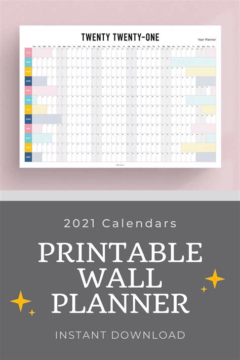 Printable 2021 Wall Planner Calendar Artofit
