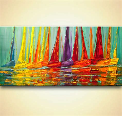 Painting For Sale Large Colorful Modern Sailboats