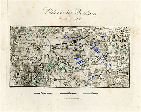 Antique Map Battle Of Bautzen Germany Biller Von Rothenburg 1837 Von F