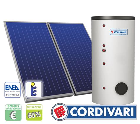 Pannello Solare Cordivari B2 300L 2x2,5mq tetti a Falda Piani e Incasso