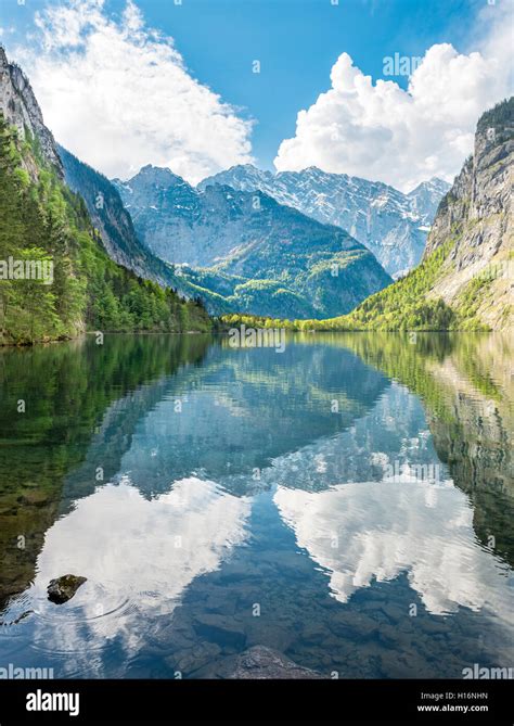 Obersee Water Reflection Behind Watzmann Massif Salet On Lake