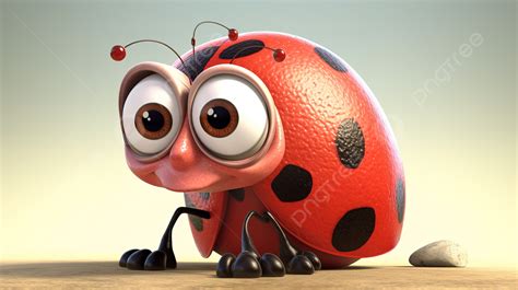 Cartoon Ladybug With Three Huge Eyes Background Funny Wallpaper 25268