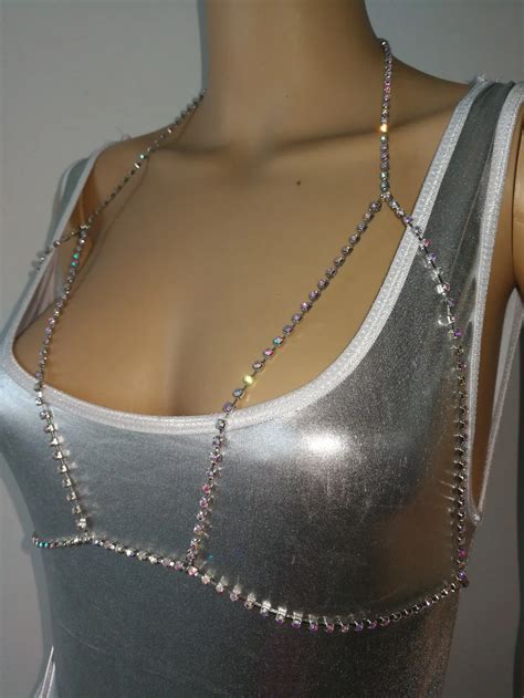 new fashion style wrb979 women silver chains colorful rhinestone chains jewelry sexy rhinestone