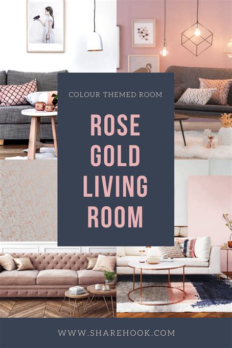 Colour Themed Room Rose Gold Living Room In 2020 Gold Living Gold