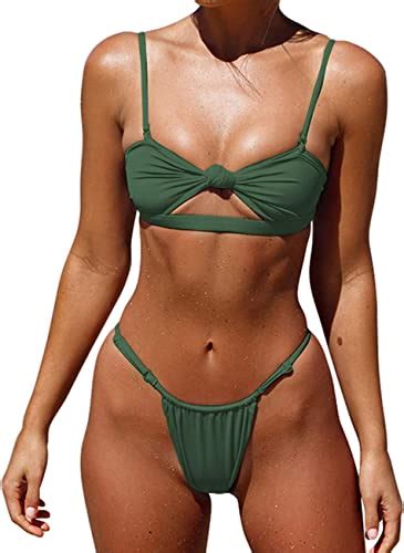 Honlyps Womens High Waist Swimsuit Brazilian Thong Sexy Bikini Set 2 Piece Triangle