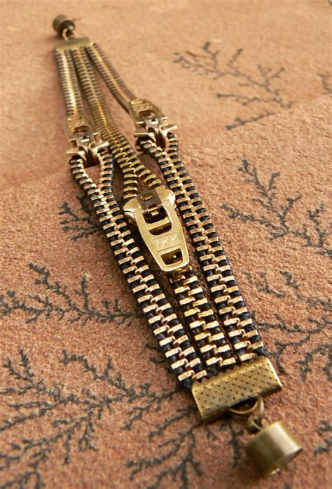 Uno Dos Tres Brass Zipper Bracelet Etsy Zipper Bracelet Zipper