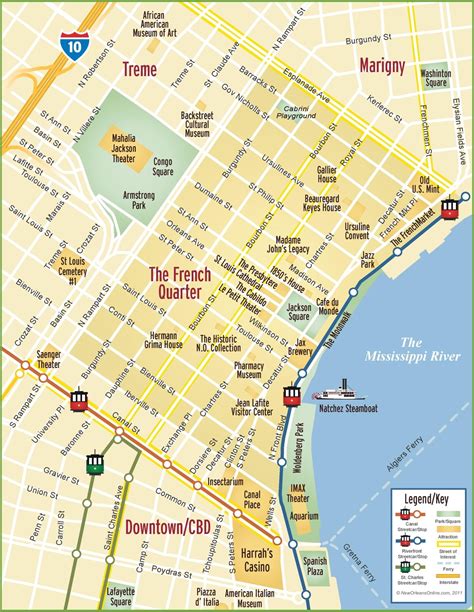 Map Of New Orleans Tourist Attractions Washington Map State