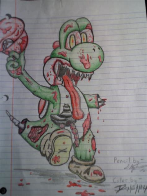 Zombie Yoshi With Shadow Color By Spiderserna On Deviantart