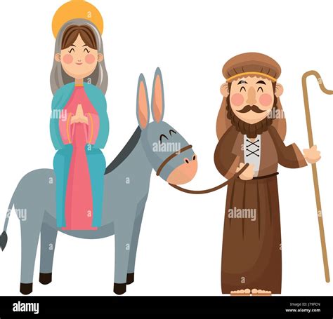 Virgin Mary Joseph Donkey Scene Nativity Stock Vector Image And Art Alamy