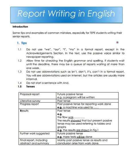 English Report Writing Examples 10 Pdf Examples