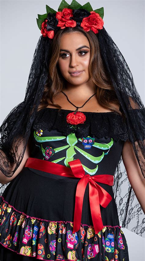 Plus Size Lady Of The Dead Costume Plus Size Day Of The Dead Costume