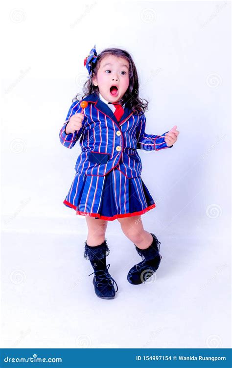 Portrait Of A Little Girl Happy Little Girl In Studio Fashion Kids