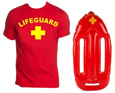 Lifeguard Kostüm Rettungsschwimmer Set T Shirt Hoodie Schwimmboje Badehose Rot S M L Xl Xxl