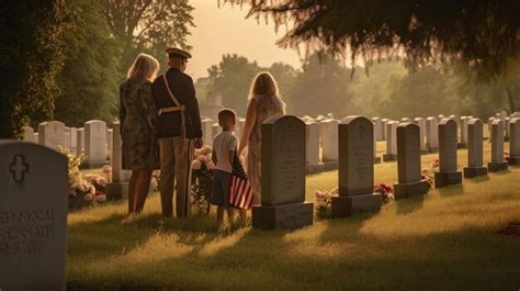 Premium Ai Image Familia Paying Their Respects At A Cemetery On Memorial Day