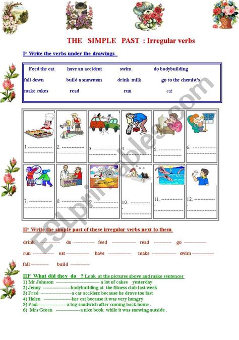 Simple Past Irregular Verbs ESL Worksheet By Patou