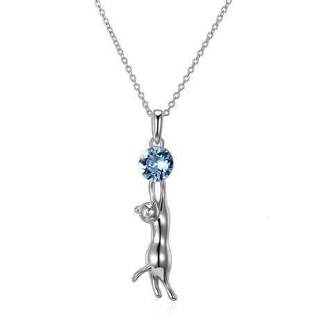 Sterling Silver Cat Crystal Pendant Necklace Cat Karma Creations