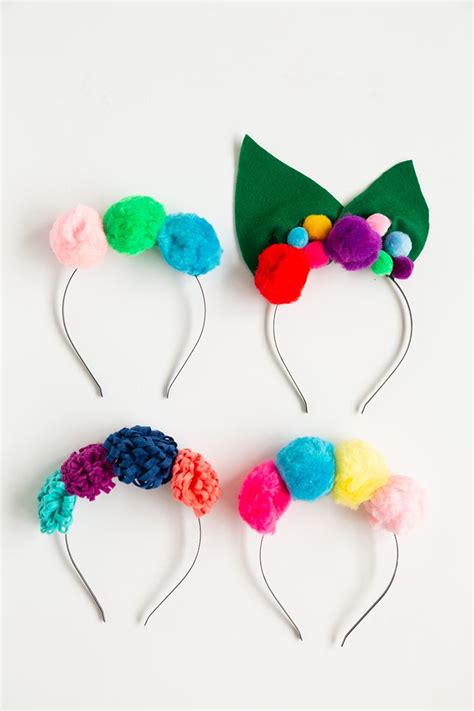 Diy Girls Headbands Flower Headband Diy Pom Pom Headband Pom Poms