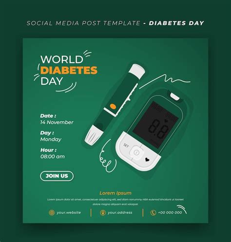 Premium Vector Social Media Template For World Diabetes Day With