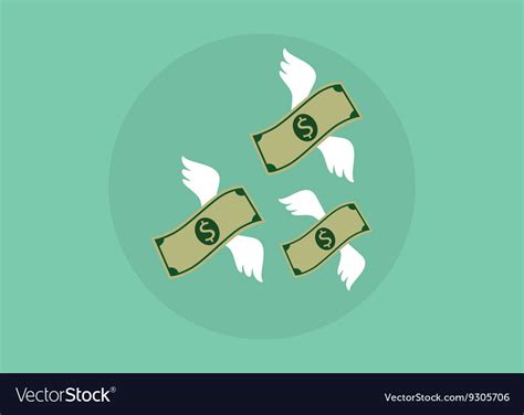 Free money presentation template comes with an abstract design of a dollar sign on a globe, flying money, and graphical lines. Flying money that have wings fly away with green Vector Image