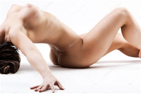 Nude Woman With Large Breasts Bending Over Backwards Stock Photo Mvaligursky