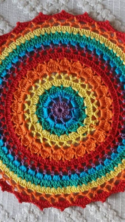 Crochet mandala doily rainbow mandala bright colors | Etsy | Crochet