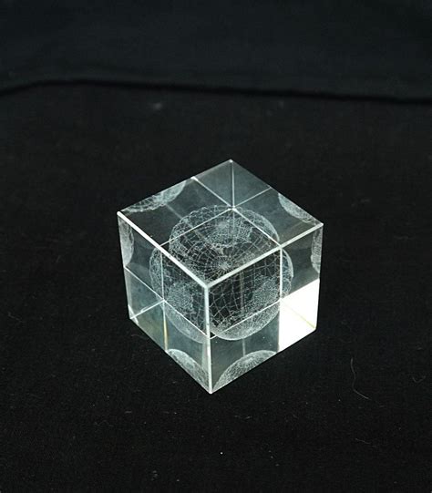 Vintage Crystal Glass Globe 3D Cube Glass Crystal Paperweight Etsy