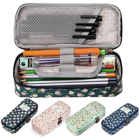 Empire Floral Pencil Case With Compartments High Capacity Double
