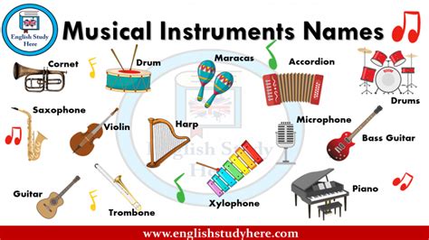 Musical Instruments Names And Pictures English Study Here