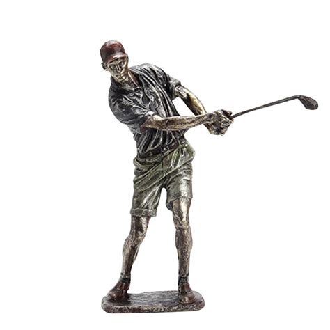 Golfer Figurine Statue Decor Vintage Decorative Resin Ornament Home