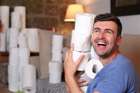 Man Expressing Love For Toilet Paper Stock Photo Image Of Lovely Lifestyle